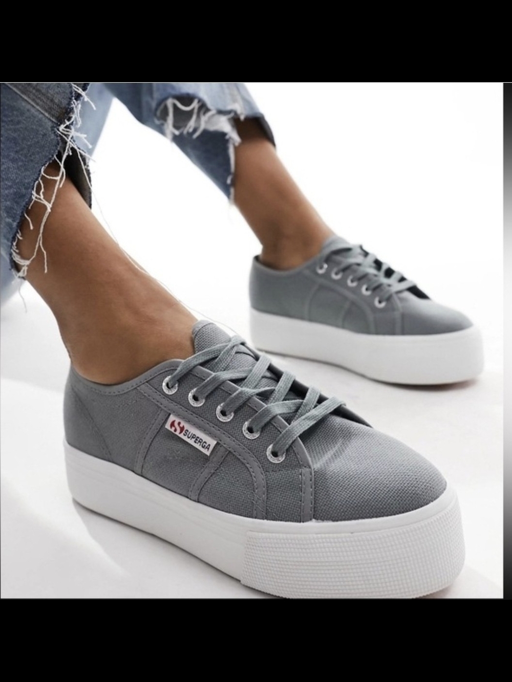 🩶 Superga Women’s 2790 Grey Platform Canvas Sneakers EU 36